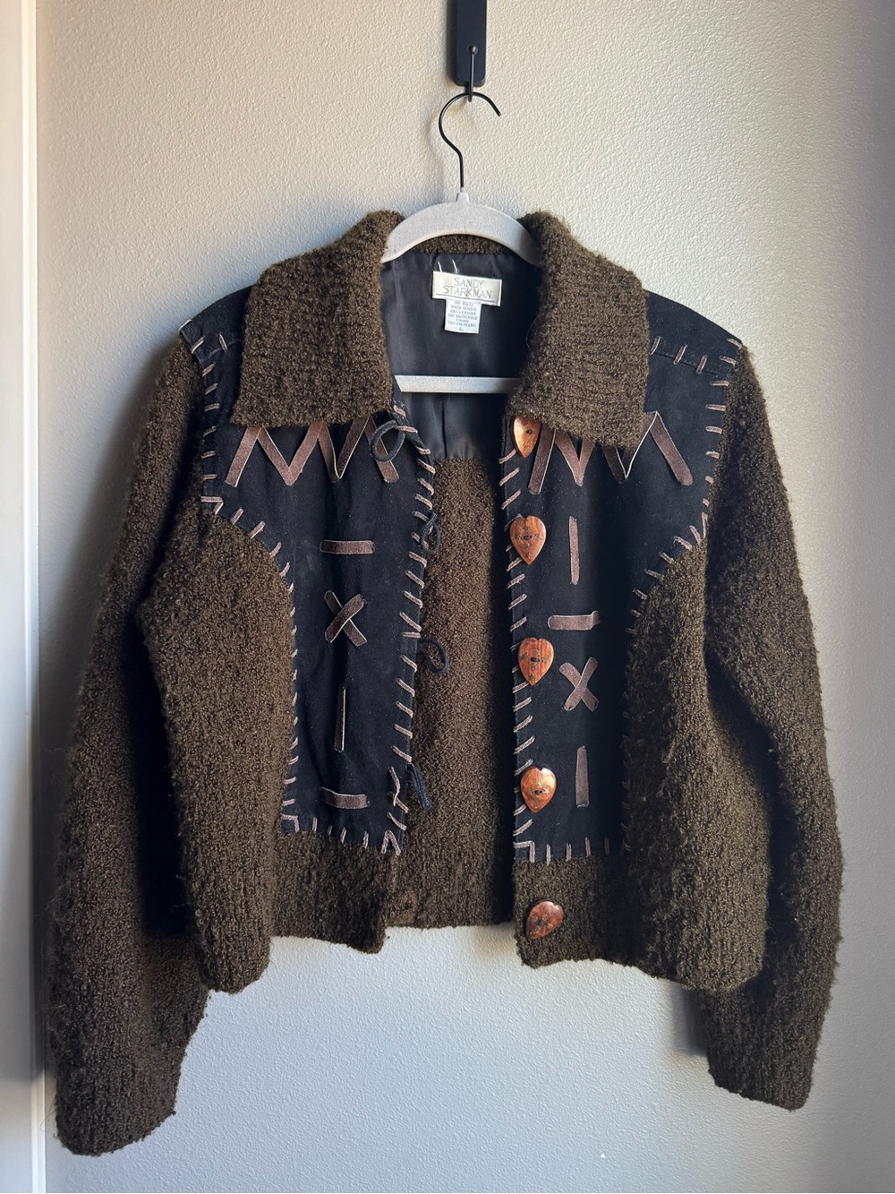 Sandy Starkman Western Embellished Jecket, Brown/Black, Size L.